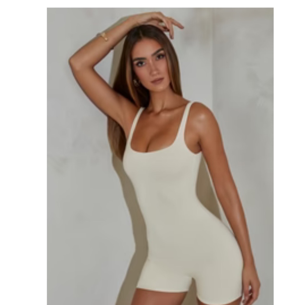 Oh Polly Cream Squareneck Unitard